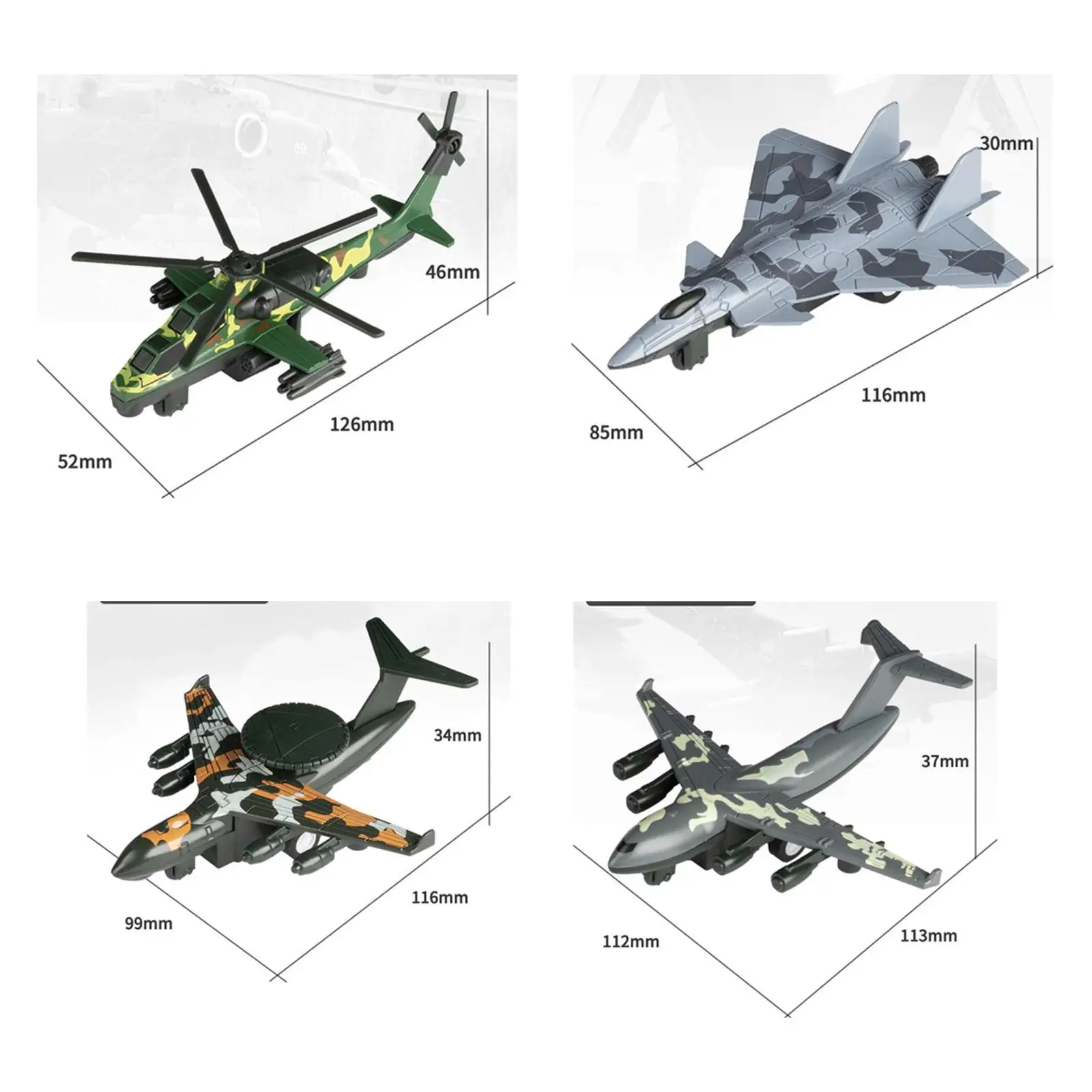 Mecanismo de retroceso de avión de Metal fundido a presión, decoración de pastel de aviación, juguetes de combate para niños y niñas, escritorio para el hogar, 4 Uds.