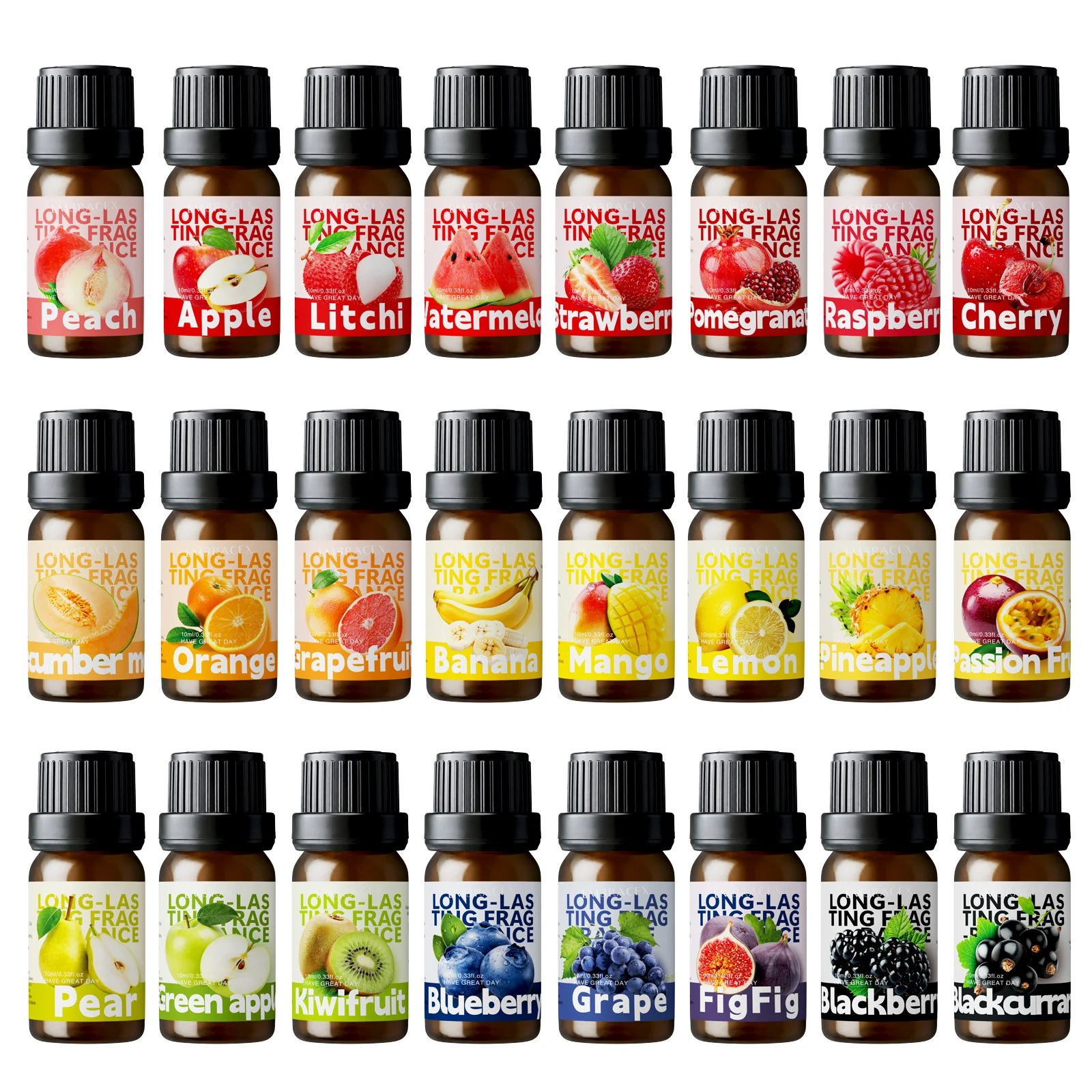 25Type Fruit Fragrance Oils Fruity Fragrance Oil For Diffuser Candles Making -Strawberry Lemon Peach Banana Mango