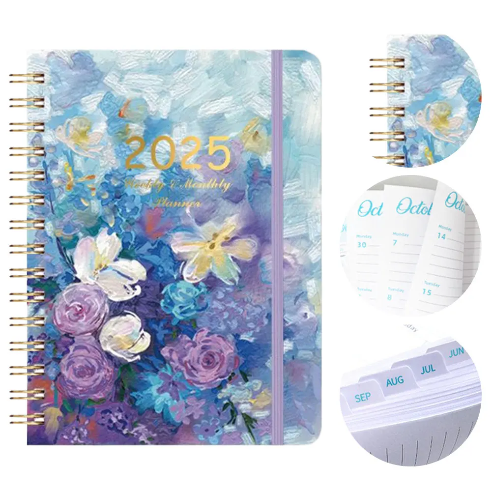 

2025 A5 Diary Planner Spiral Bound Weekly Planner Notebook with Monthly Tabs Monthly Planner for Office School