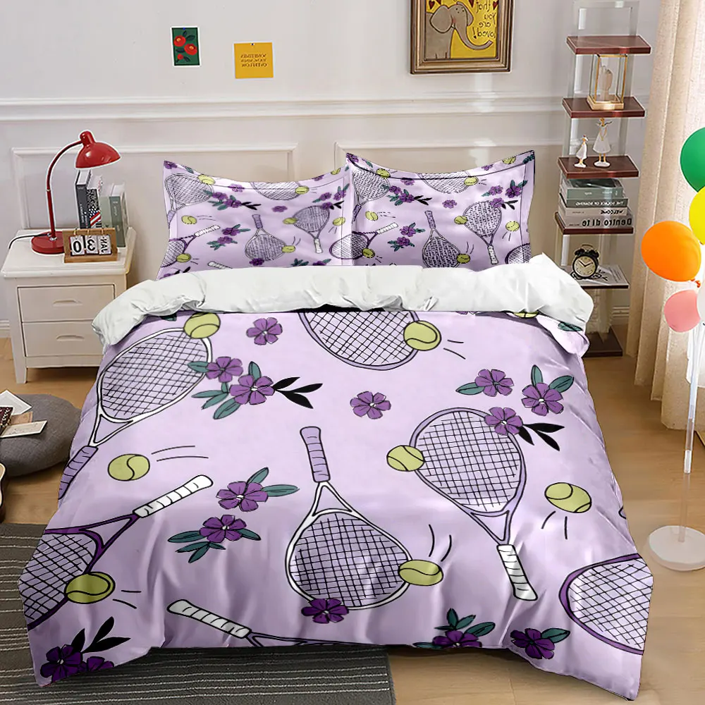 

Tennis rackets and floral design backdrop Print Soft Comfortable Duvet Cover Bedding Set Included 1*Duvet Cover 2*Pillowcases