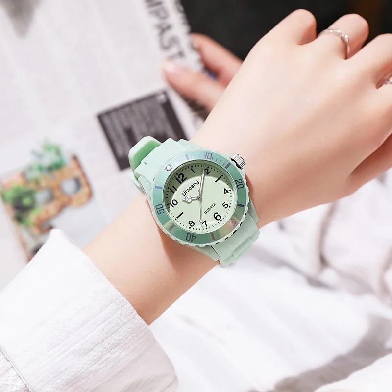 Reloj de banda de silicona para mujer, pulsera elegante y creativa a la moda, ideal para estudiantes de secundaria y jóvenes