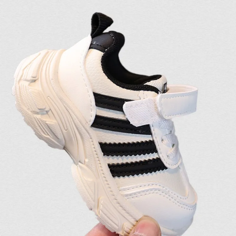 Thick-soled Children's Sports Shoes Spring Autumn Leather Fashion Girl's Running Shoes Boys' Casual Shoes Soft Sole Kids Shoes