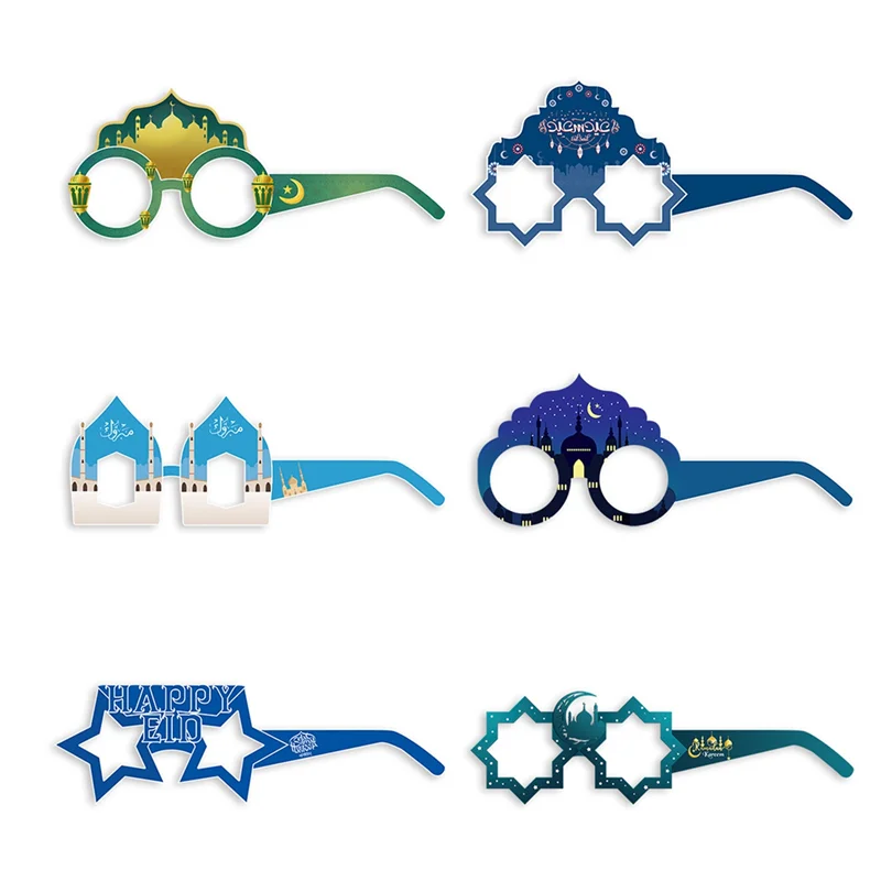 Zestaw Dekoracji Eid Ramadan Tematyczne Okulary 3D Dekoracje Księżyc Gwiazda na Imprezę Ramadan