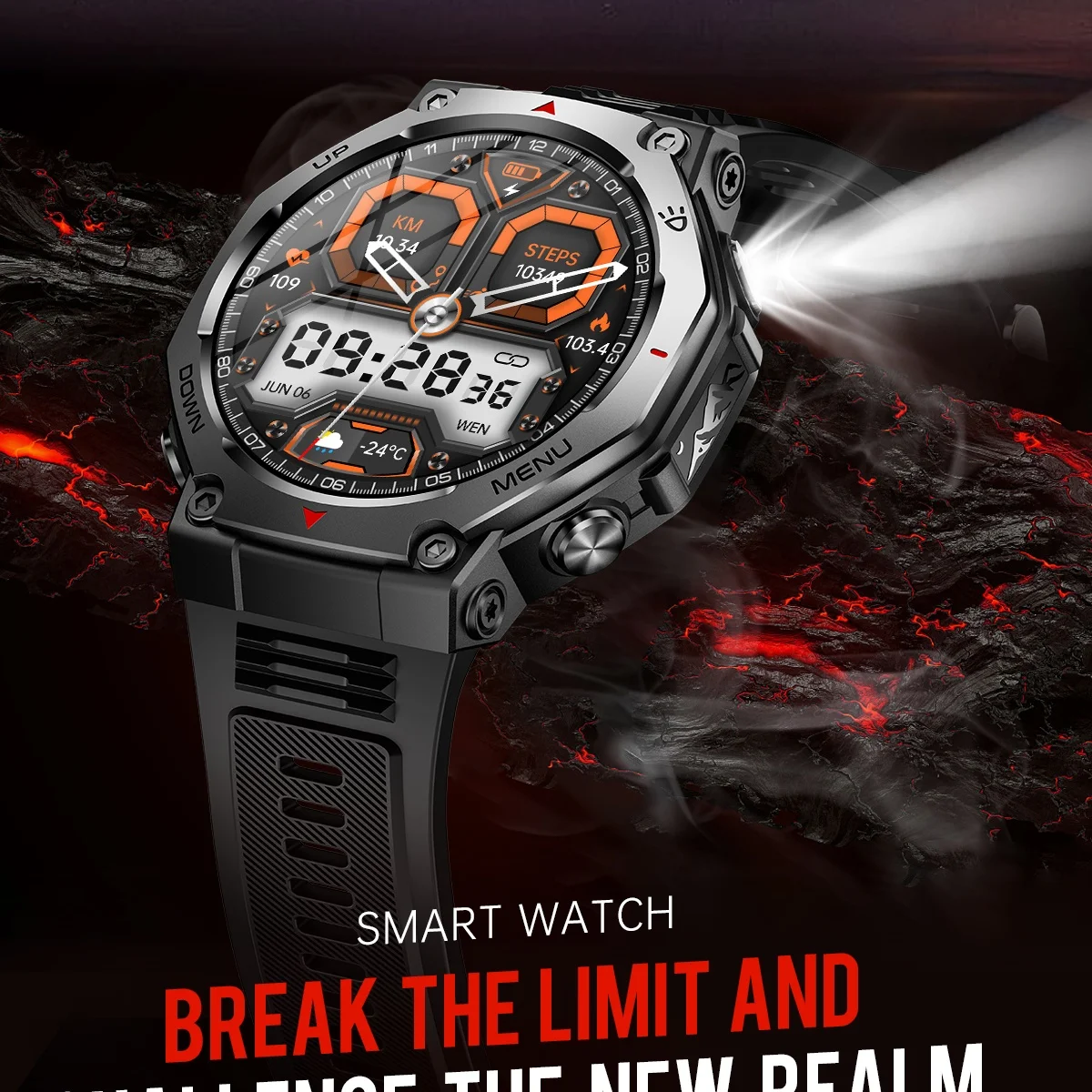 Nuevo con linterna/UV Ultra Original Premium SmartWatch HD AMOLED pantalla GPS incorporado BT llamada 5ATM pulsera inteligente impermeable