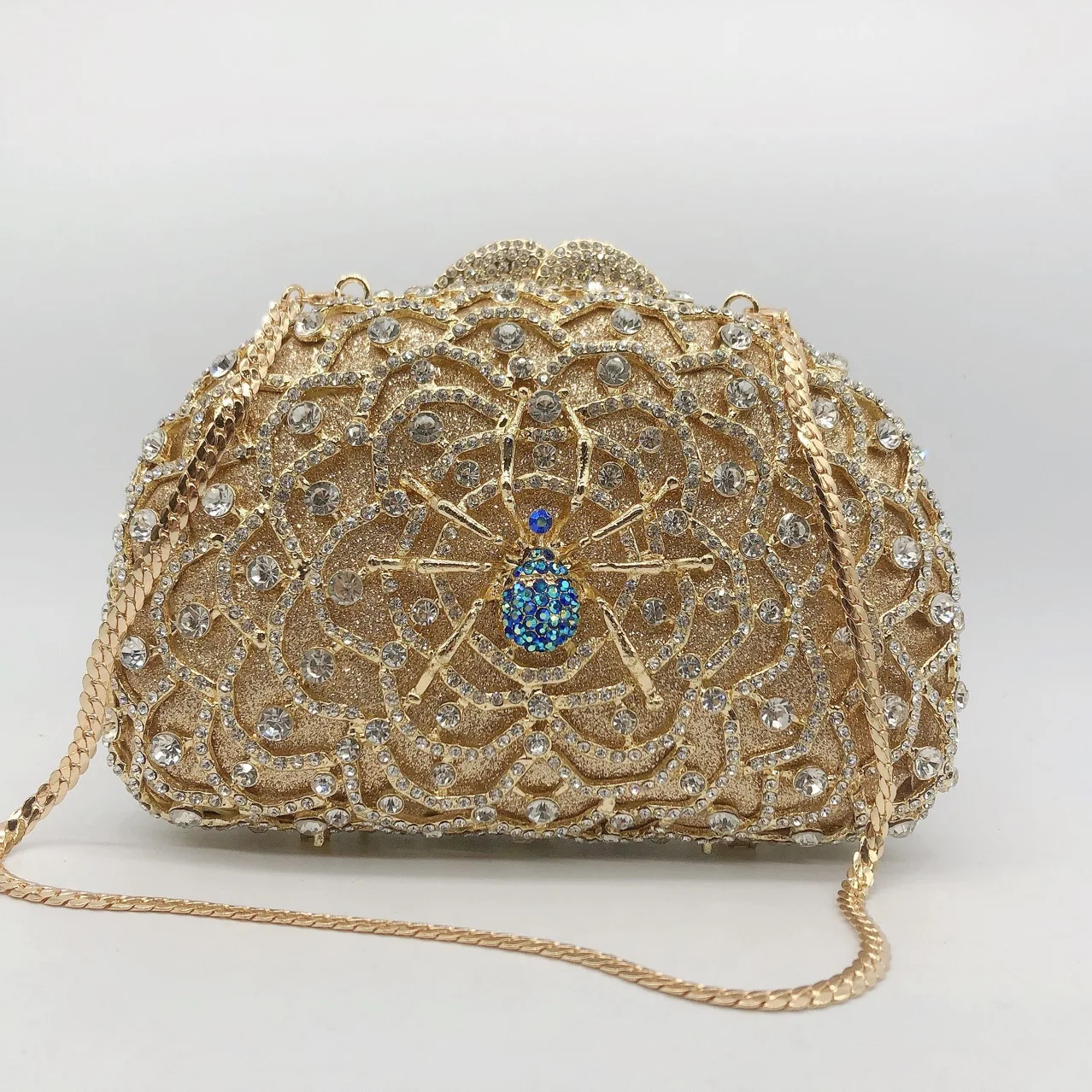 Silver/Red Diamond Rhinestone Wedding Bag  Luxury Designer Spider Pattern Women Clutch Party Bags Bridesmaid Lady Phone Purse