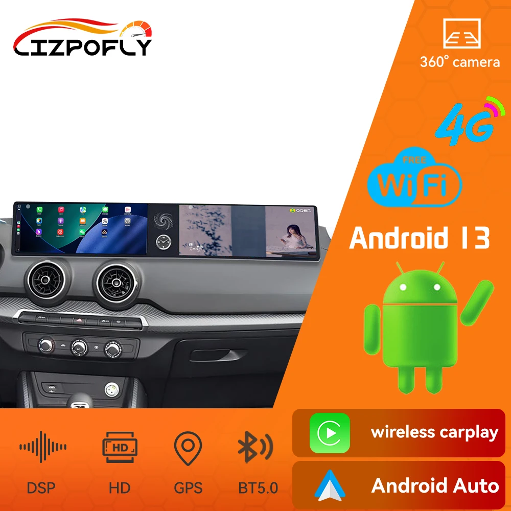 

Автомобильный радиоприемник с двойным 12,3-дюймовым экраном для Audi Q2L 2018-2020, Android CarPlay, мультимедийный видеоплеер, автомобильная навигация, стерео головное устройство