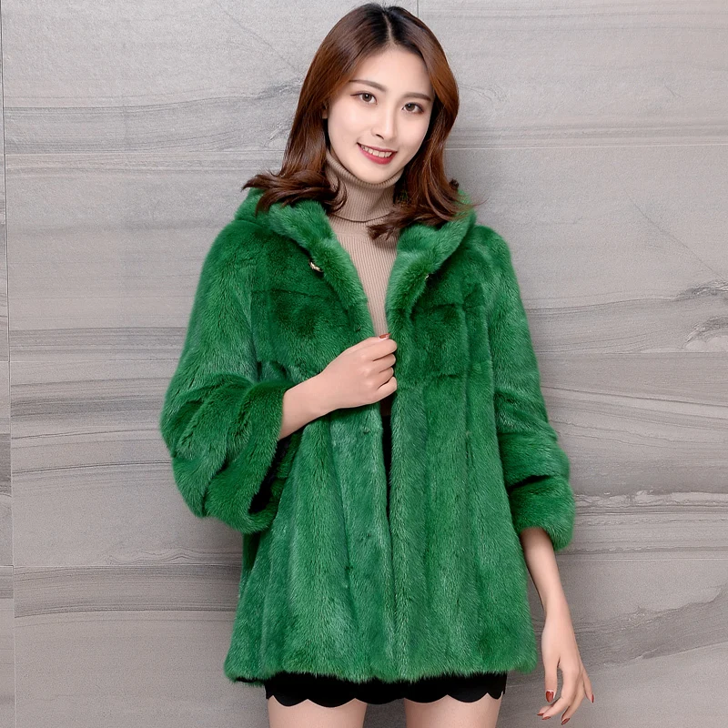 

fur coat whole fur Mink coat short small 2023 women's clothing outerwear jacket coats new hooded seven-point sleeve double layer