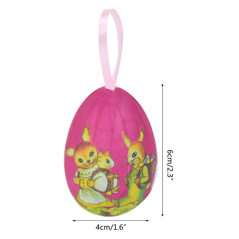 12Pcs Colorful Easter Eggs Hanging Pendant Ornament Foam Rabbit Painting Egg Easter Party Decoration For Home Kids Gifts 2024