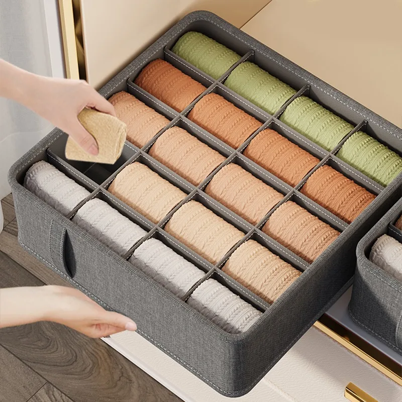 Underwear socks storage box Divided three-piece underwear storage box foldable drawer underwear storage box