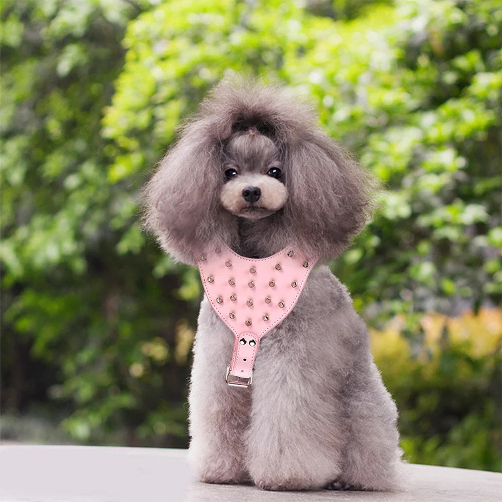 

Adjustable Pet Round Head Stud Spike Harness Comfortable PU Dog Harness for Walking Training Travel Outdoor Puppy Vest