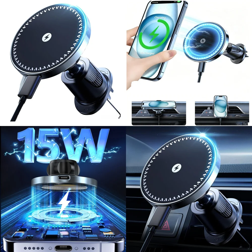 New Consumer Electronics 2026 Wireless Car Charger Air Vent Car Phone Holder Magnetic Chargers Adapters for iPhone 17 16 15 14