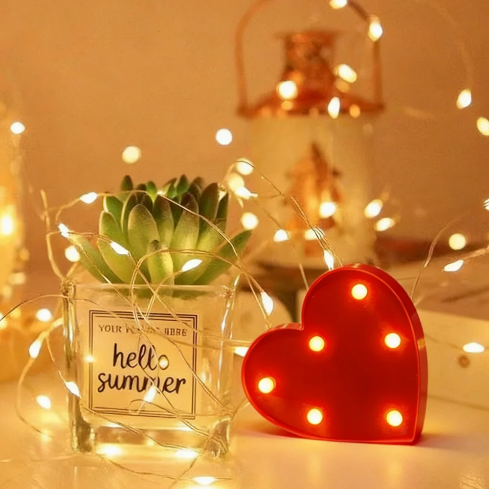 1PC 6LED Heart-shaped Decorative Light, LED Decorative Night Light, Battery Powered, Suitable For Weddings, Birthdays, Parties