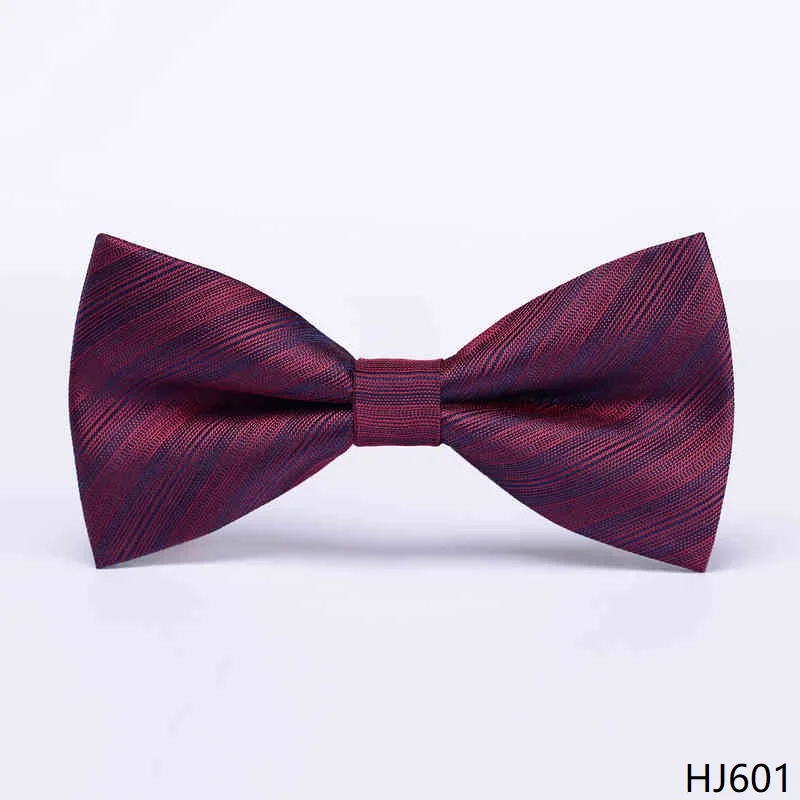 

High Quality Light Luxury Wine Red Blue Striped Bow Tie Men's Formal Attire Wedding Banquet Hosting Shirt Accessories Bow Tie