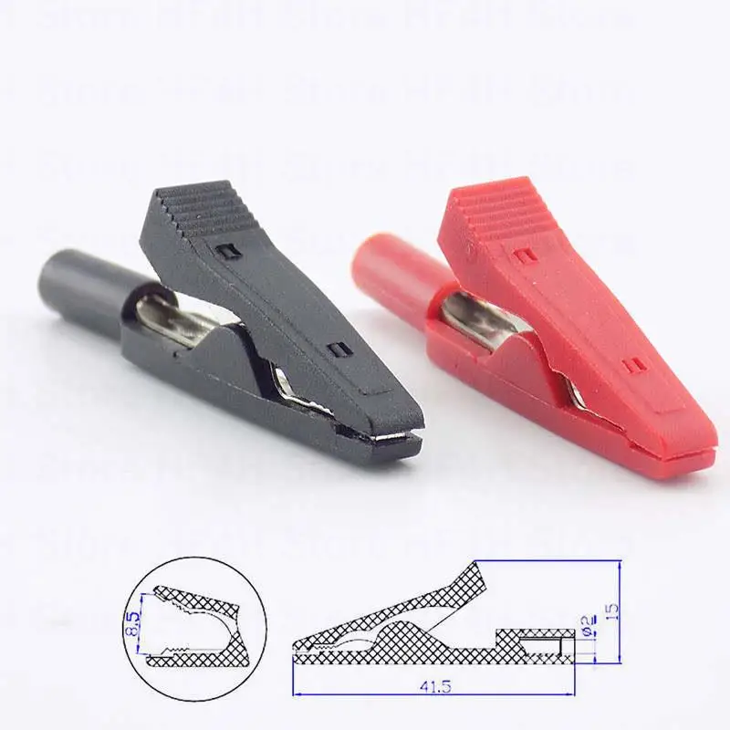 Klips do testowania baterii Izolowany klips krokodylkowy Adapter bananowy żeński 2mm Przewody do multimetru Sondy do multimetru Sonda krokodylkowa B4