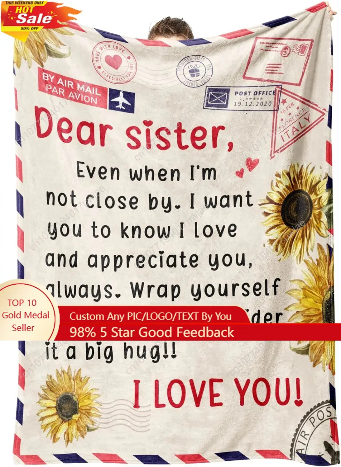 Niyewsor Sister Birthday Gifts Sister Gifts Blanket Sisters Gift from Sis Present for Sisters on Mothers Day Christmas Dear