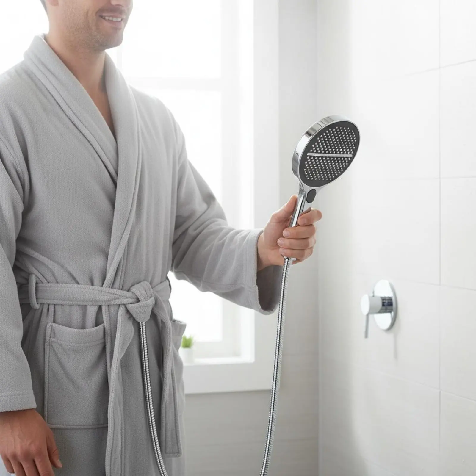 

High Pressure Handheld Shower Head Power Streams Rain Shower Head Handheld Spray Combo Bathroom Fixture Single-Button Control