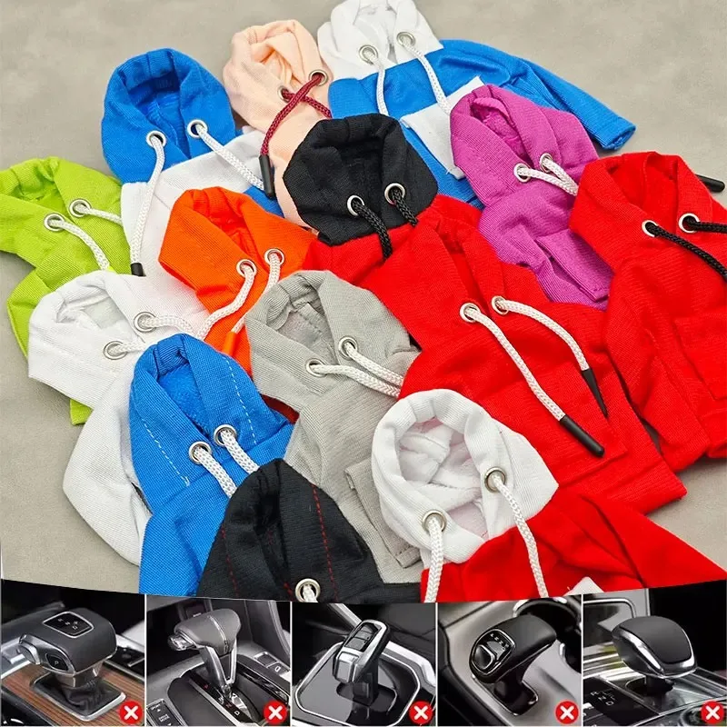 1PCS Mini Hoodie Car Gear Shift Knob Cover Cute Sweatshirt Style Gear Lever Protector For Auto Interior Multiple Color Options