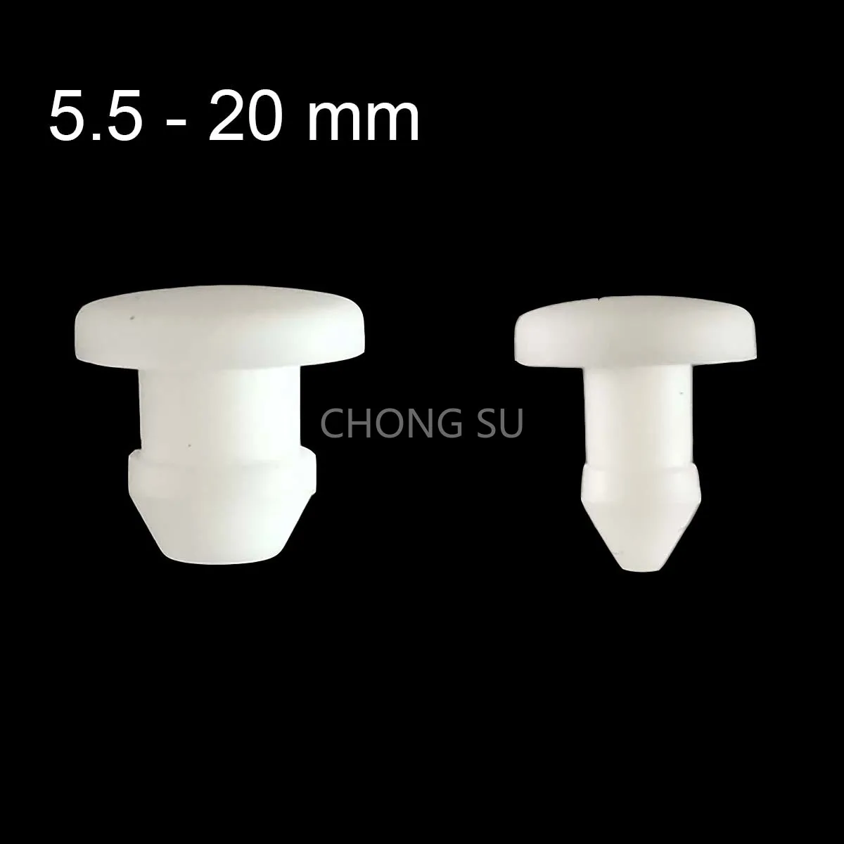 

5.5 - 20 mm White Silicone Rubber Hole Caps Solid T-type Plug Cover Snap-on Gasket Blanking End Cap Seal Stopper