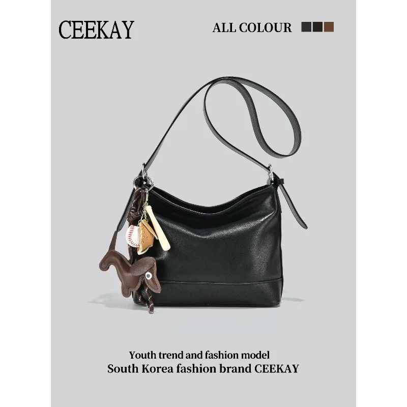

2026 New CEEKAY Hobo Bag, Glossy Oil Wax Leather Shoulder Bag, Dachshund Pendant Handbag for Women Perfect for Daily & Work