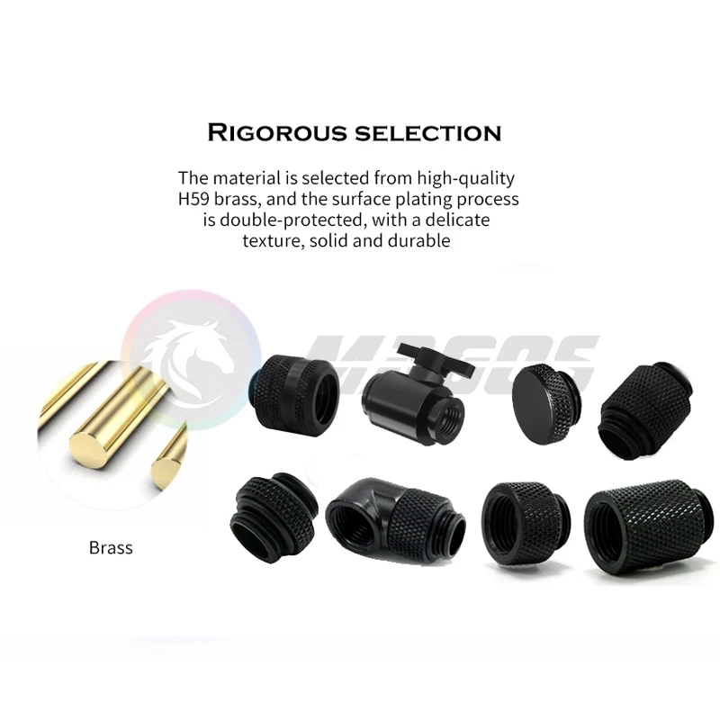Computer Water Cooling Hard Pipe Fitting Kit, AIO Pack For 10*14mm Tube Watercooling Building, Black / Silver