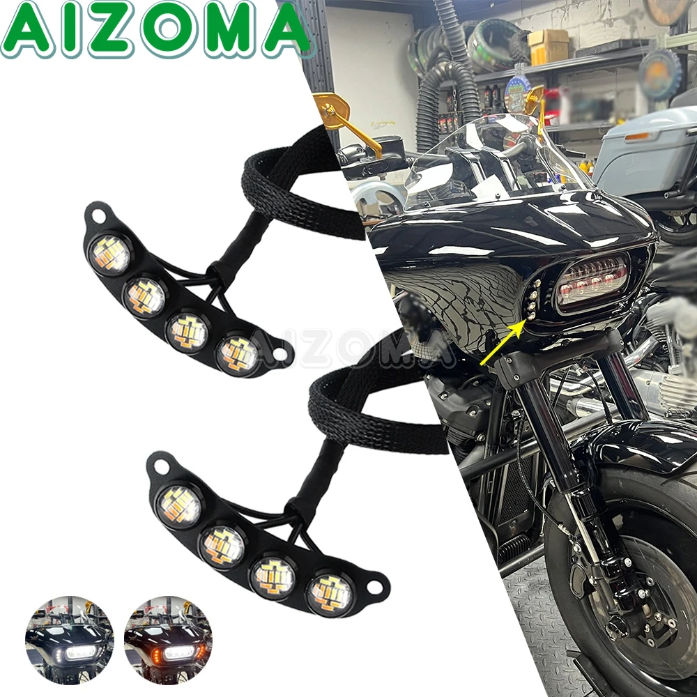 

Обтекатель фар мотоцикла, боковые мини-сигналы поворота для Harley Softail Fat Bob 114, FXFB FXFBS, светодиодные индикаторы хода, лампы