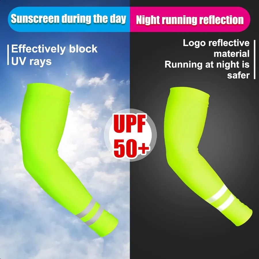 6 Pairs UV Sun Protection Arm Sleeves for Men Women Reflective Cooling Comprion Sleeves Golf Outdoor Sports