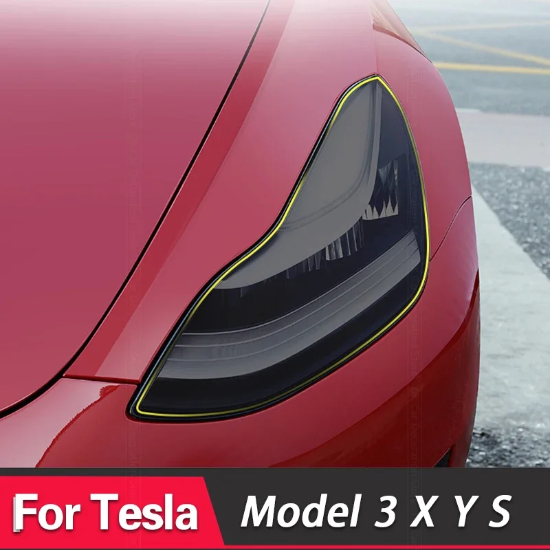 

2 Pcs For Tesla Model 3 X Y S Car Headlight Tint Smoke Black Protective Film Protection Transparent TPU Sticker Accessories 2 Pc