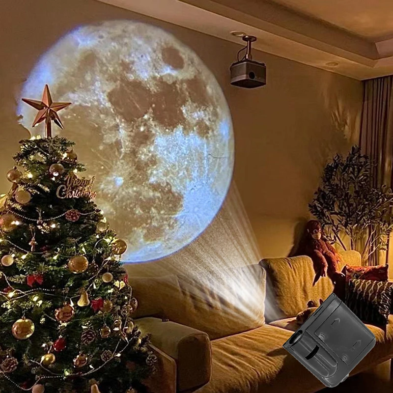 Lampe de Projection Aurore Lune Galaxie, Veilleuse de Fond Créative, Projecteur de Terre, Lampe de Photographie pour Cadeau d'Anniversaire