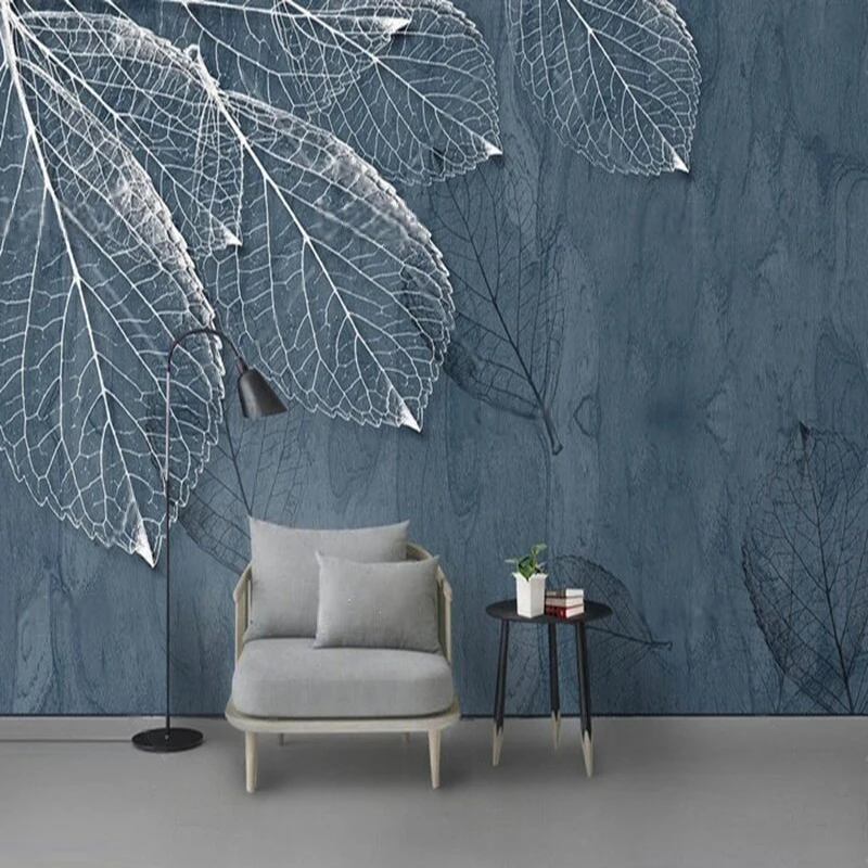 

New modern minimalist abstract leaf pattern TV luxurious home bedroom background wall