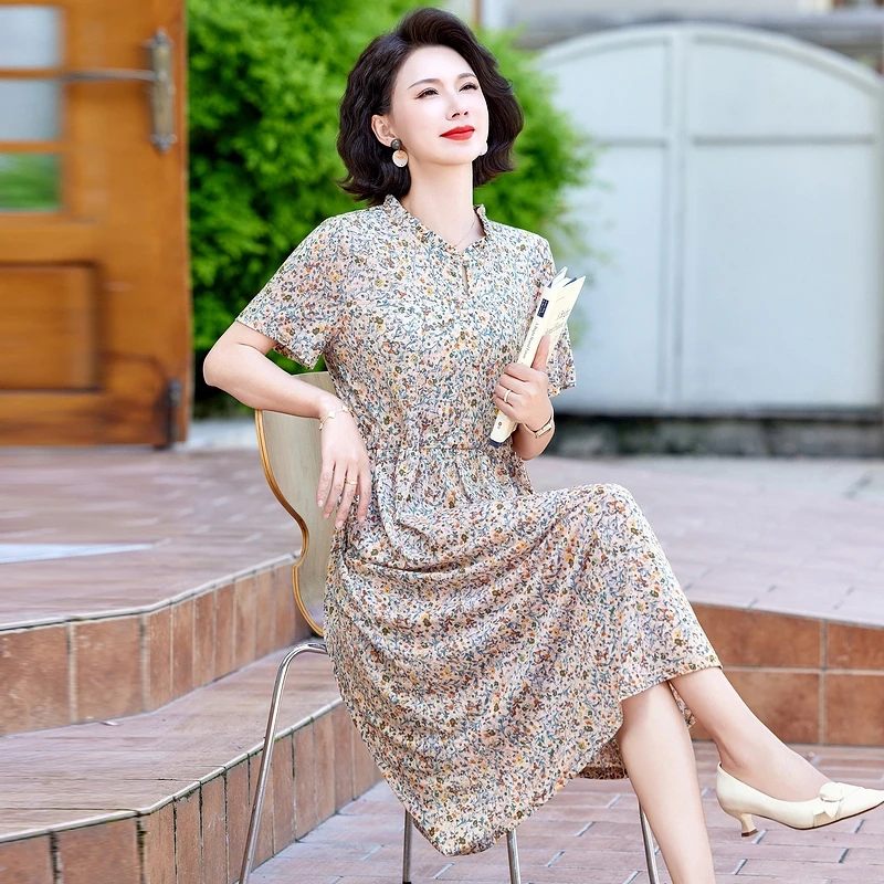 

Women's Summer Printed Dress Minimalist Style Exquisite Dress V-neck Outdoor Celebration In Plus Size