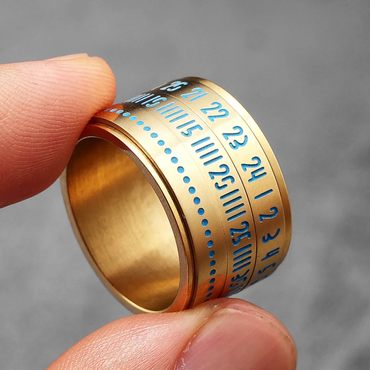 Data Numer Fidget Spinner Mężczyźni Pierścionki Ze Stali Nierdzewnej Luksusowe Punk Unikalne Proste Kobiety Biżuteria Moda Akcesoria Prezent Hurtownia