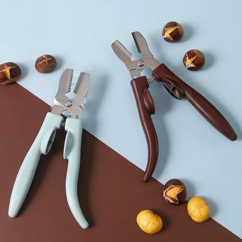 2 قطعة أداة قطع الكستناء متعددة الأغراض الجوز البقان الجوز المفرقع الكستناء قذيفة تقشير كليب البلاستيك الكستناء فتاحة و القاطع