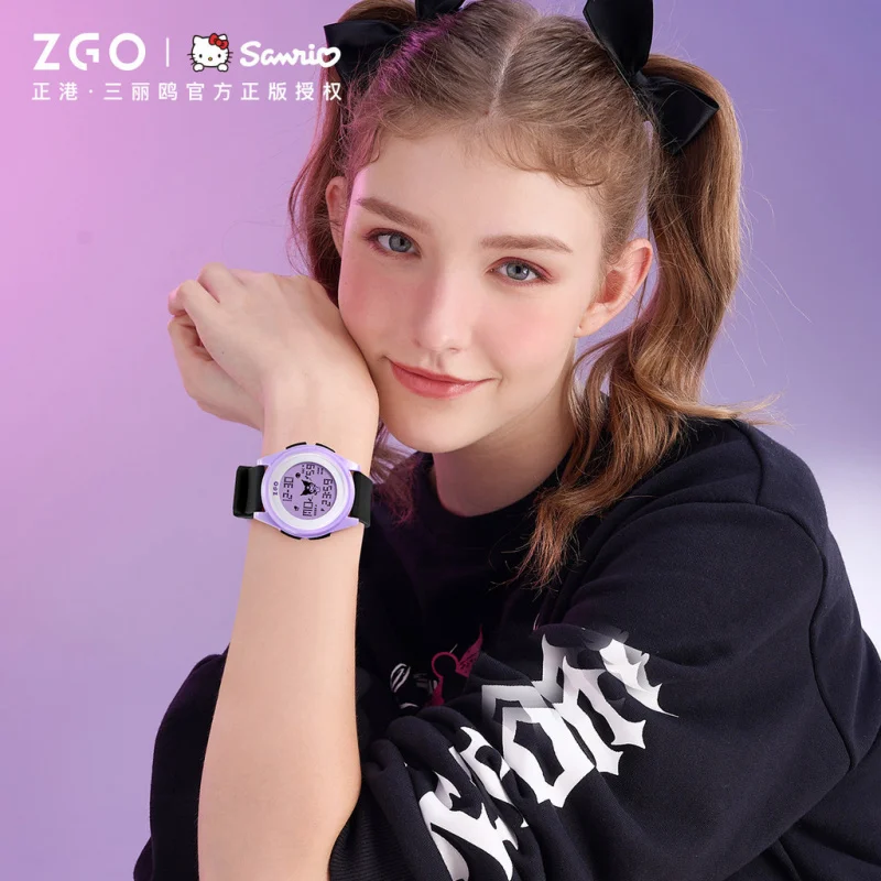 ZGO Sanrio Kuromi Kids Watch Student Multifunctional Waterproof Luminous Digital Watch Gift 8591