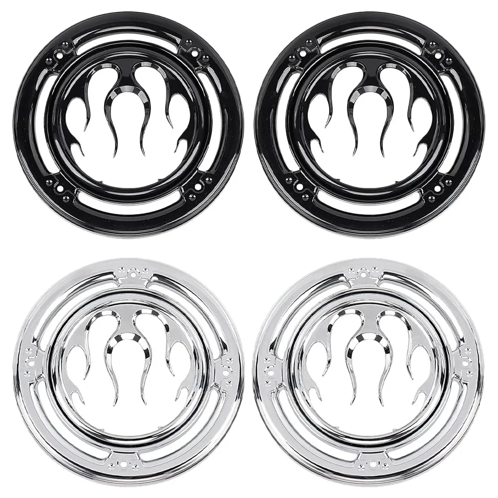 

2pcs ABS Flame Speaker Grill Accent Trim Covers Black/ Silver Fit for Harley-Davidson Road Glide Ultra FLTRU 2011 2012 2013