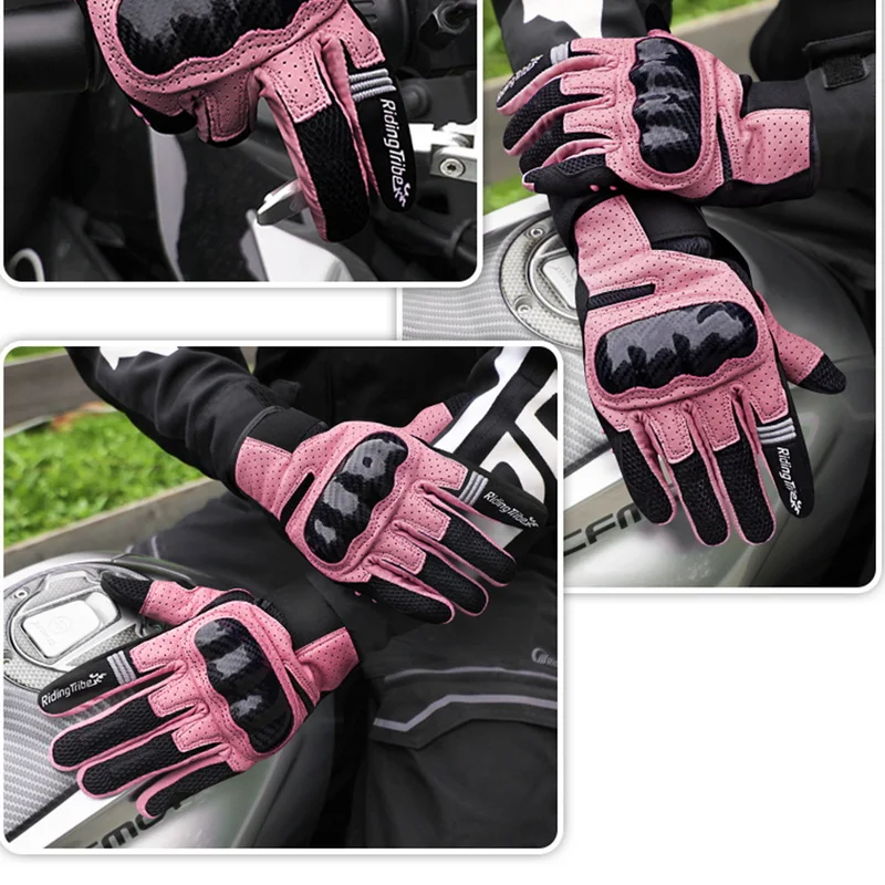 Motorcycle Leather Gloves Carbon Fiber Shell Suitable for Bike Gloves Skateboard Gloves Outdoor Gloves