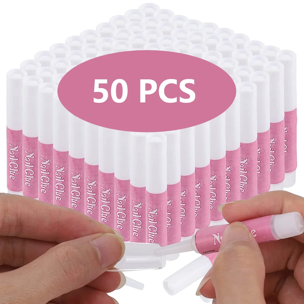 

50Pc Nail Glue For Acrylic Nails - Professional Extra Strong False Nail Tip Rhinestones Glue Mini Nail Accessories Glue DIY Tool