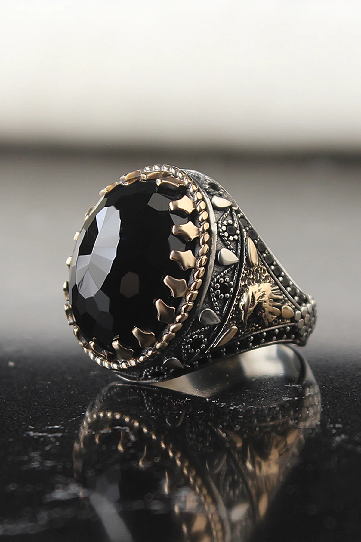 

Black Zircon Stone Eagle Model 925 Sterling Silver Ring