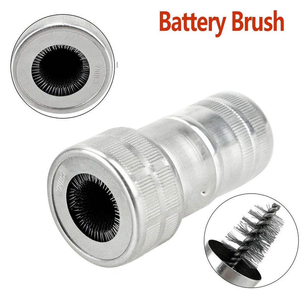 Battery Head Brush Wire Brush Battery Brush Battery Pile Head Cleaning Brush Battery Clip Galvanized Nickel Plated Battery Brush