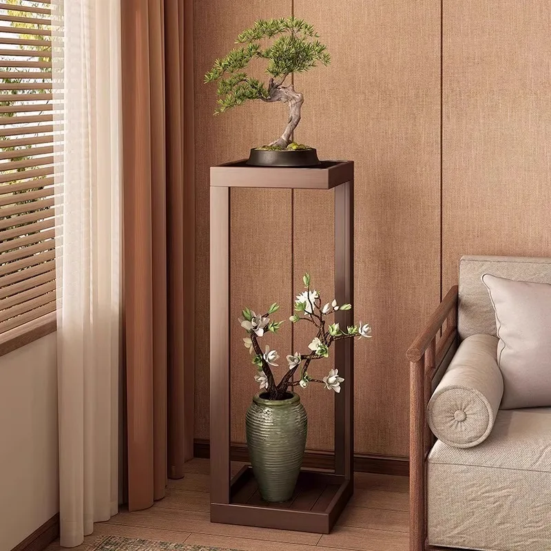 Flower shelf Living room Floor-to-ceiling shelf Nanzhu Chinese flower pot Plant placement Indoor display stand Balcony flower