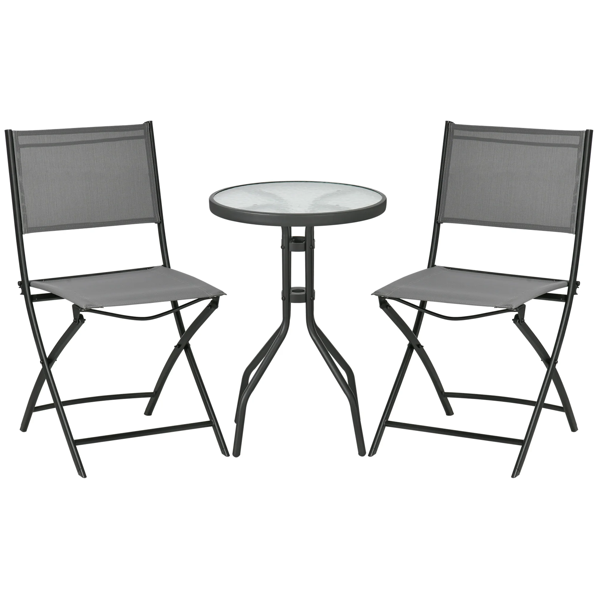 Outsunny garden furniture Set 3 pieces outdoor furniture Set includes tempered glass countertop Table 2 folding armchairs with backrest