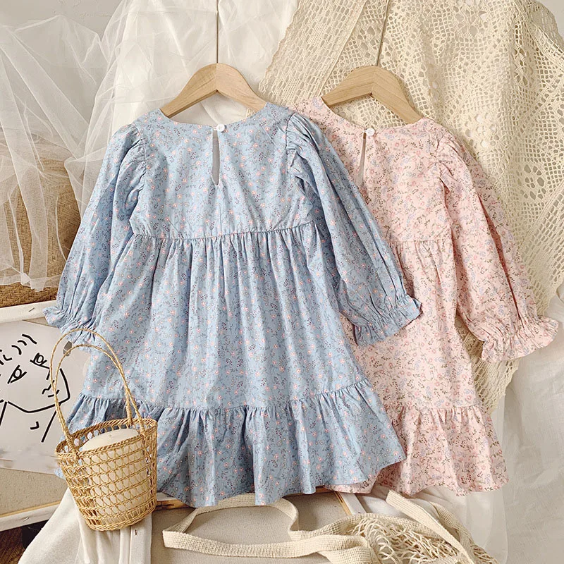 

Autumn Girls' Dress New Pastoral Style Floral Long-Sleeved Sweet Princess Dress Toddler Baby Kids Children'S Clothing For Girl