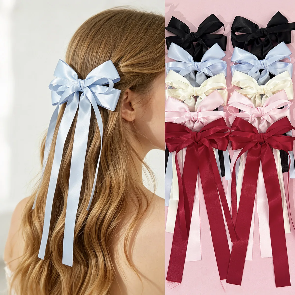 36PC Korean Style Ribbon Bow Hair Clips with Long Tassels Ladies Side Hairgrips Bulk Pack Hair Accessories for Women And Girls