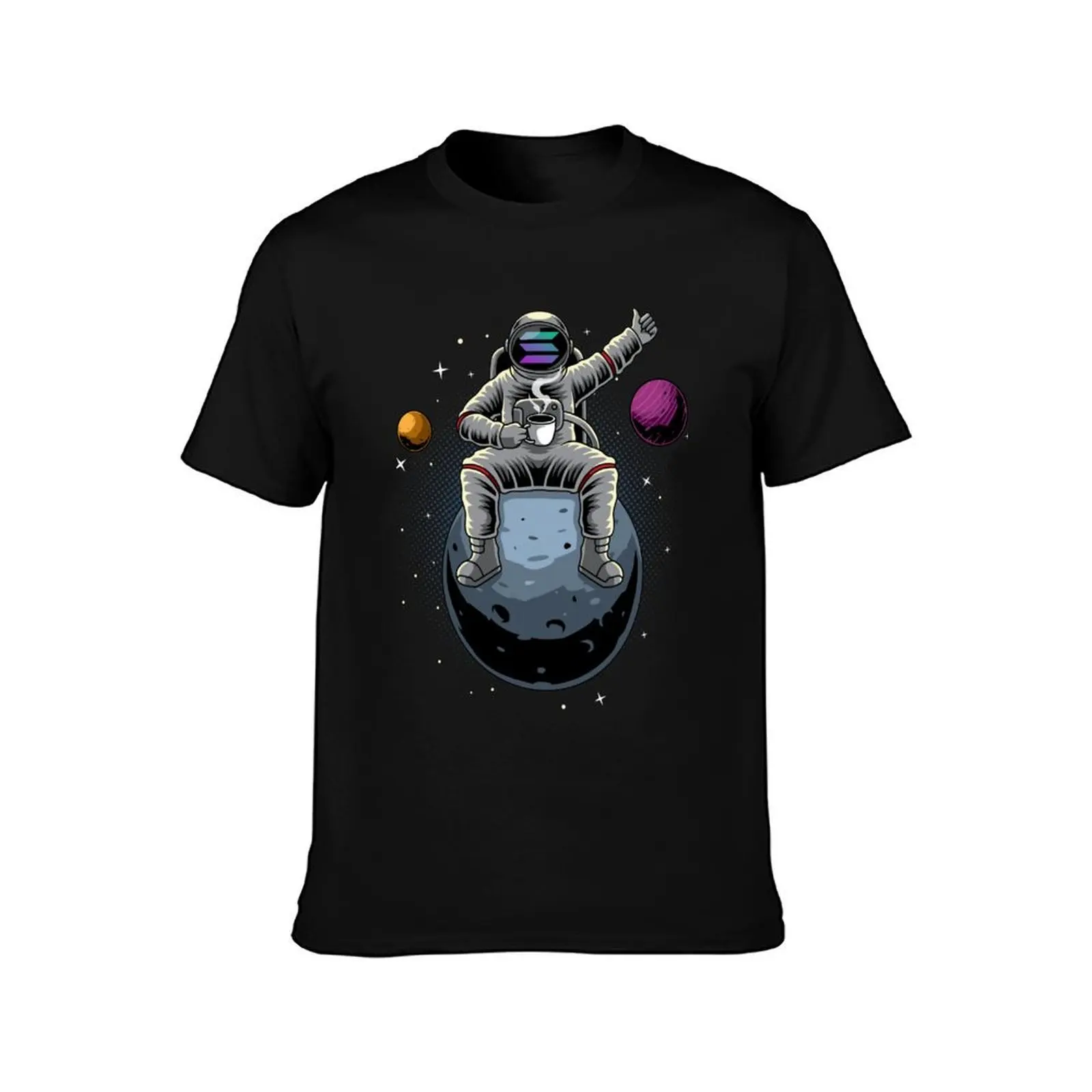 Astronaut Coffee Solana SOL Coin To The Moon Crypto Token Blockchain Cryptocurrency Wallet T-Shirt