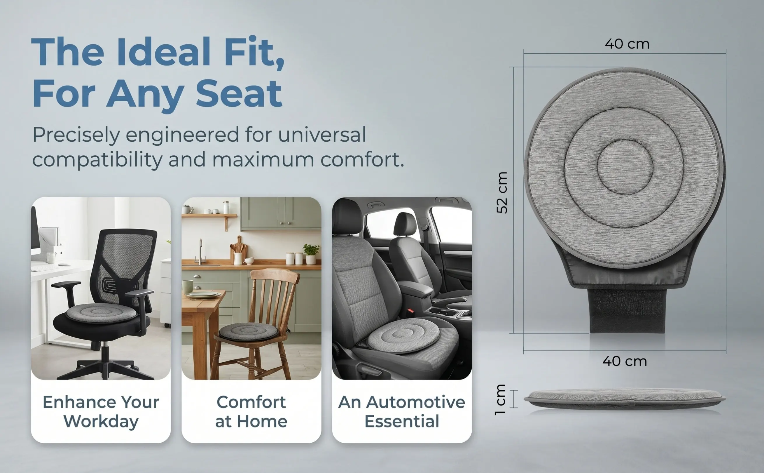 1Pcs Rotating Seat Cushion for Car and Home Use Lightweight Swivel Car Seat Pad Joint Relief Comfortable Non Slip Cushion