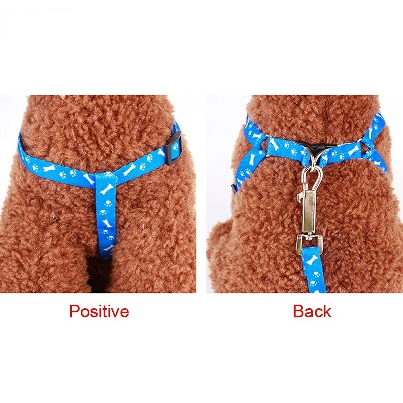 Dog Leash Chihuahua Harness Leash for Small Dog Adjustable Walking Puppy Accessories Pet Dog Bone Printing Harness Leash Set