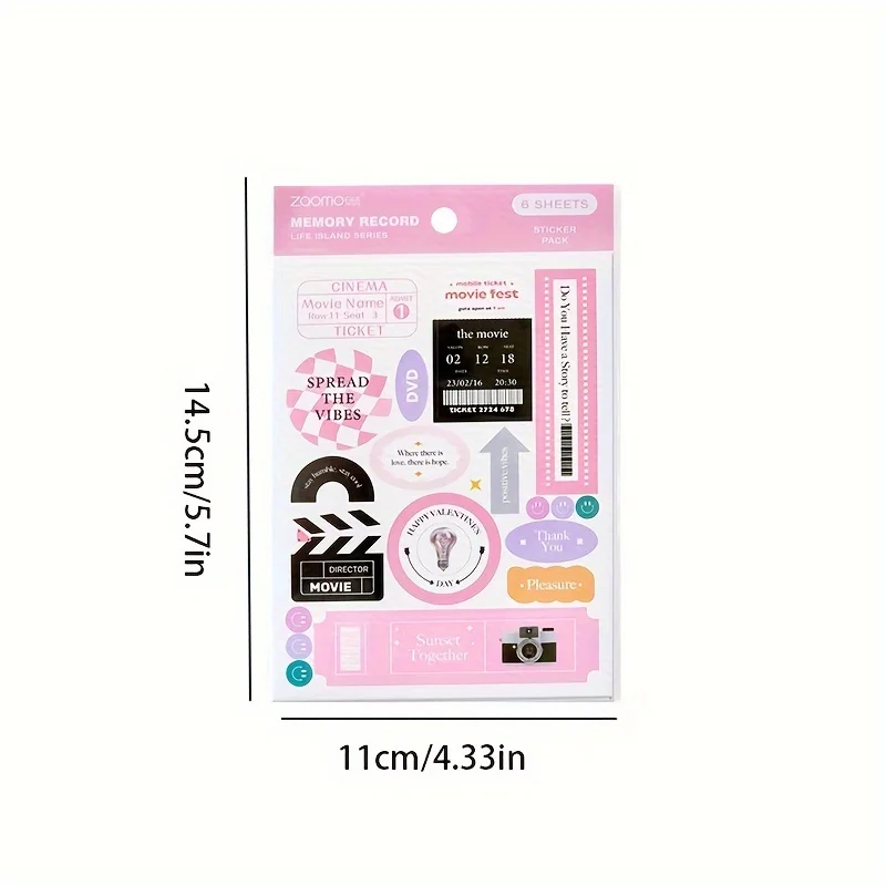 6 Sheets  Creative  Cartoon Cute Stickers for Scrapbooking DIY Decorative Material Collage Journaling