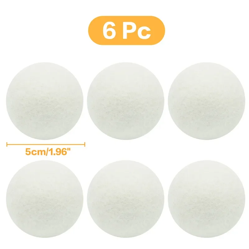 6Pcs Reusable Wool Dryer Balls Softener Laundry Home Washing 4/5/6cm Fleece Dry Kit Ball Useful Washing Machine Accessories