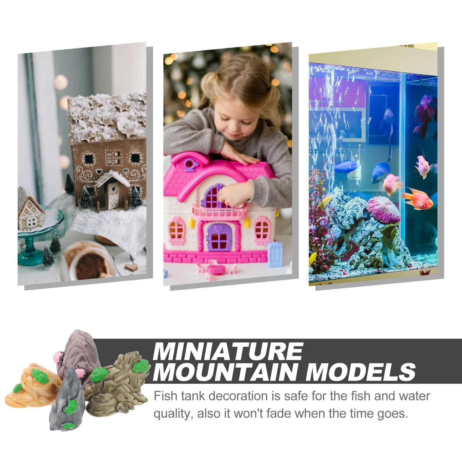 12 Stücke Mini Harz Berg Aquarium Dekorationen Lebendige Lebensechte Umgebung für Fische Mini Harz Berg Aquarium Berge