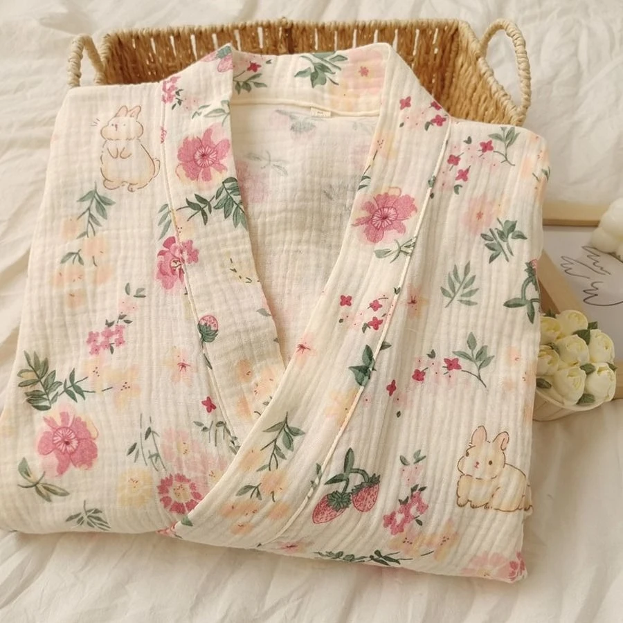 

Японские кимоно, пижамы для женщин, весна-осень, большие размеры, домашняя одежда в корейском стиле, женские пижамы с длинными рукавами, свободная домашняя одежда