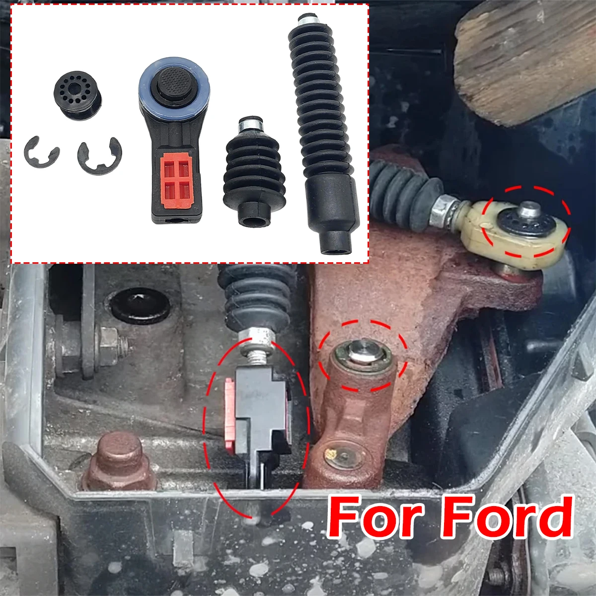 Kit de Conexão do Cabo de Câmbio Manual para Ford Focus, Fiesta, C-Max, Fusion: Haste da Alavanca de Câmbio, Terminal da Haste, Coifa e Bucha